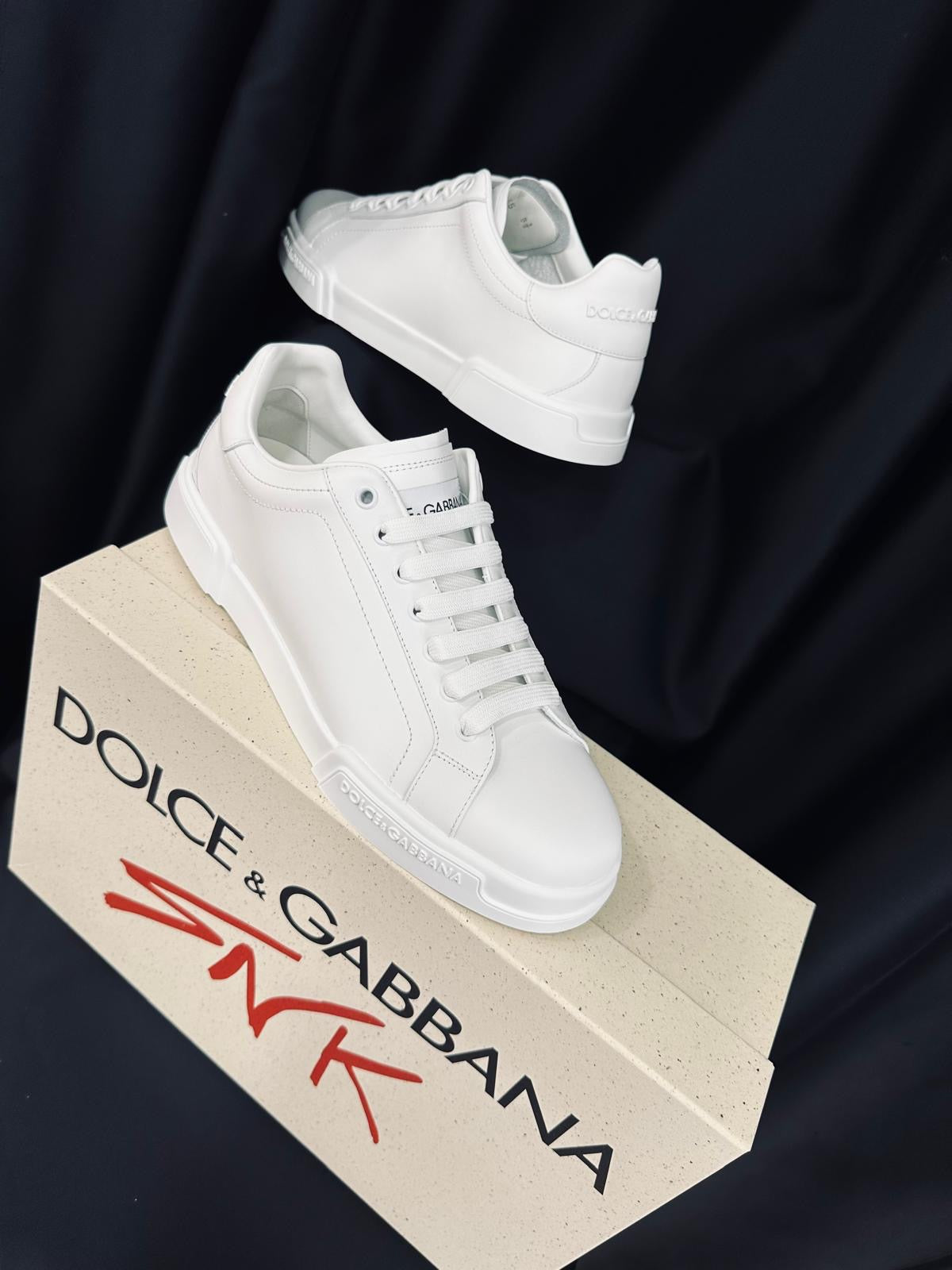 Dolce & Gabbana Sneaker basse in vitello bianco ottico a1065