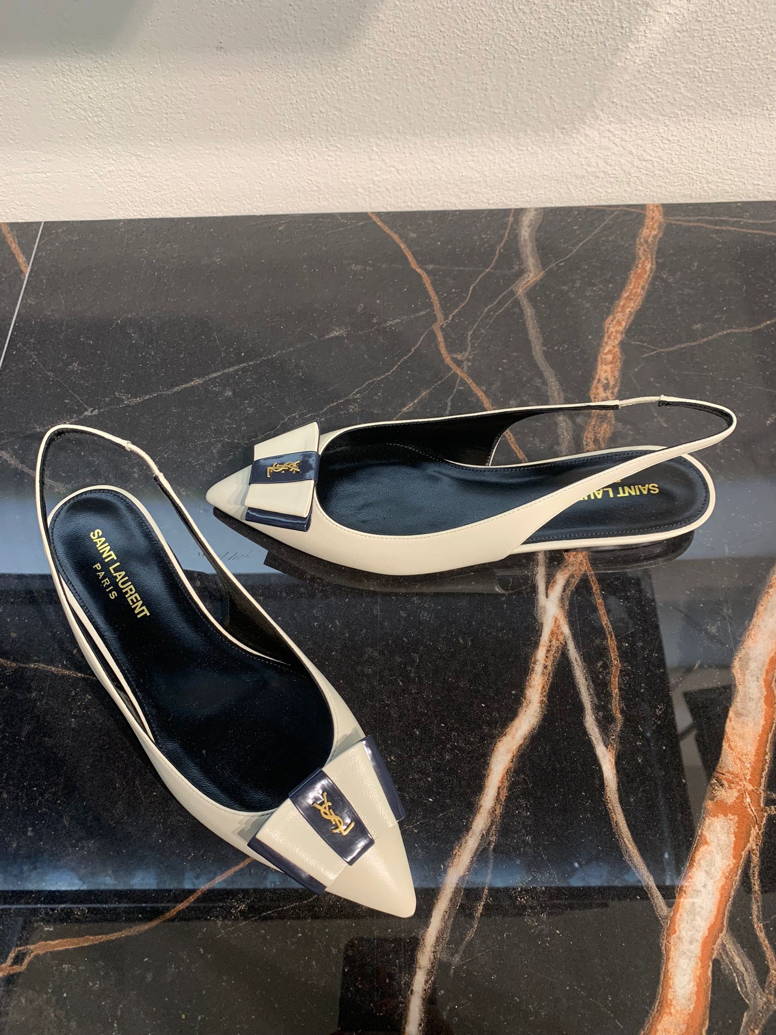 SAINT LAURENT Anais Slingback in pelle impreziosita da fiocco