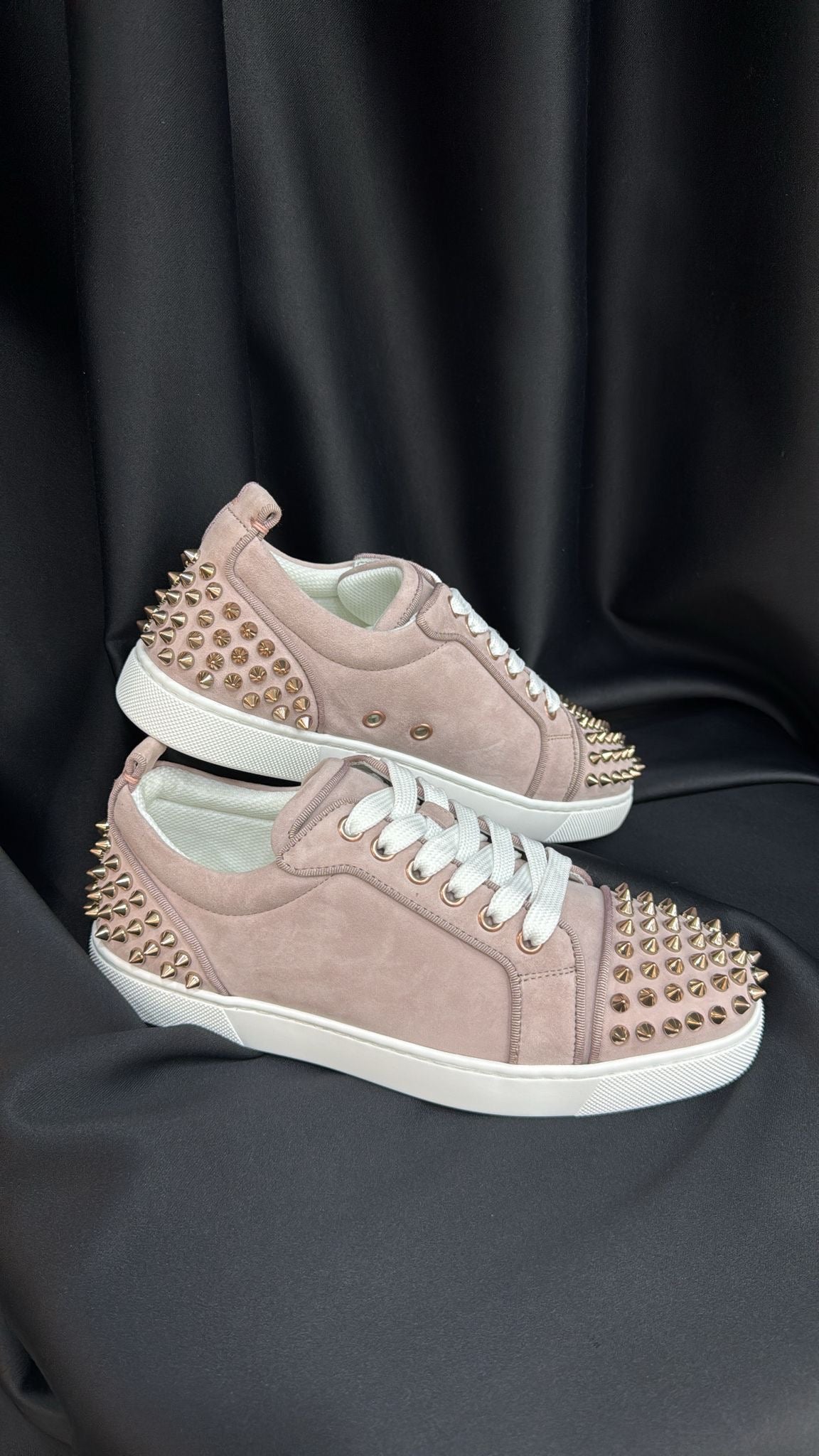Christian Louboutin Louis Junior Spikes camoscio rosa