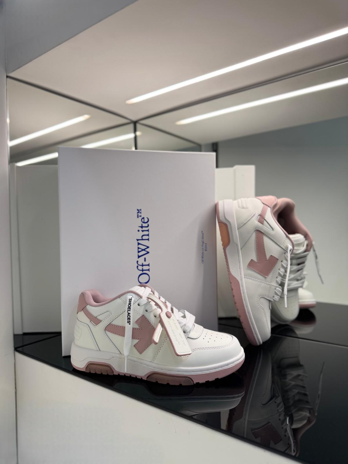 OFF WHITE SNEAKERS OUT OF OFFICE IN PELLE BIANCA E ROSA.