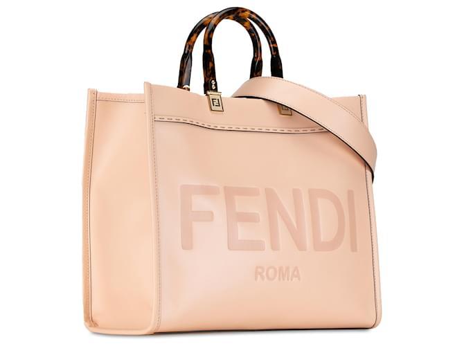 Fendi BORSA SHOPPER SUNSHINE MEDIUM IN PELLE CON STAMPA LOGO