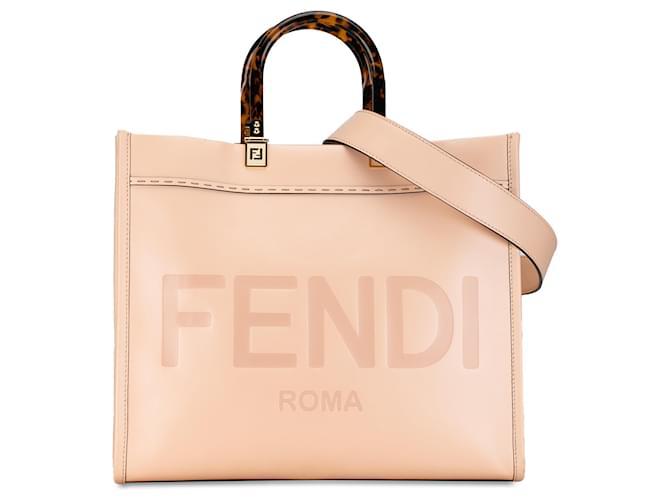 Fendi BORSA SHOPPER SUNSHINE MEDIUM IN PELLE CON STAMPA LOGO